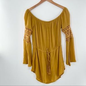 Indulge Instyle Yellow Bell Sleeve off the shoulder Blouse Xl